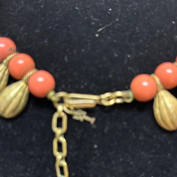 Trifari Gold and Coral Necklace - Picture 3 of 8